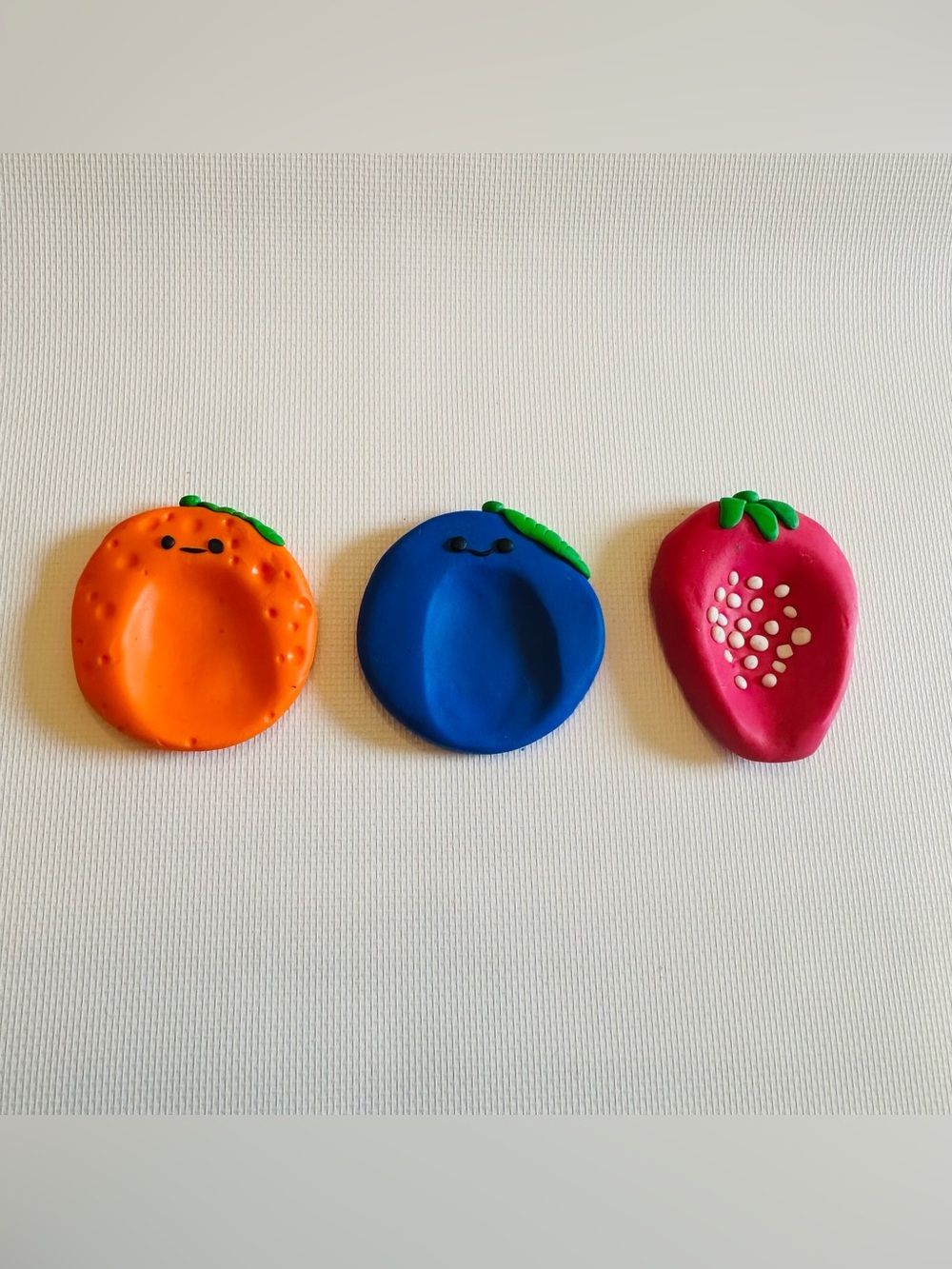 Hand Crafted Fruit Themed Clay Worry Stones- Set of 3